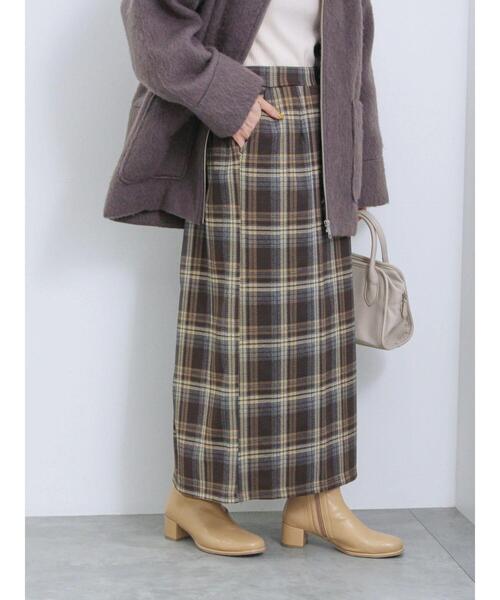 Samansa Mos2 blue(サマンサモスモスブルー)の「ウールライクチェック柄ナロースカート(スカート・レディース・ブラウン/ブルー/グレー/ブラック・F)」の20枚目の写真