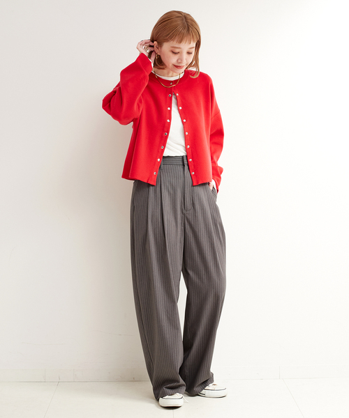 B.C STOCK(ベーセーストック)の「《追加》スムース クルーカーディガン(カーディガン/ボレロ・レディース・ブラック系その他/ネイビー/ホワイト/レッド・FREE)」の16枚目の写真
