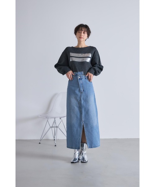 &. NOSTALGIA（アンドドットノスタルジア）の「ウエストアシメデニムスカート（デニムスカート・レディース・ライトブルー・M）」の11枚目の写真