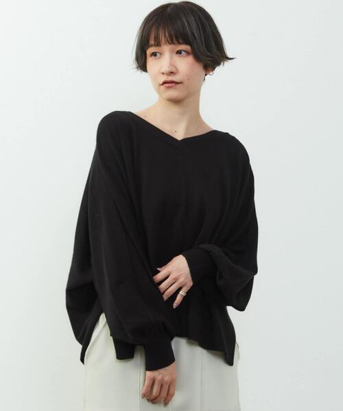 SOFFITTO(ソフィット)の「【nota della mano sinistra(ノータ デラ マノ シニストラ)】ドルマン2wayニットトップス(ニット/セーター・レディース・マジェンタ/ブラック・FREE)」の14枚目の写真