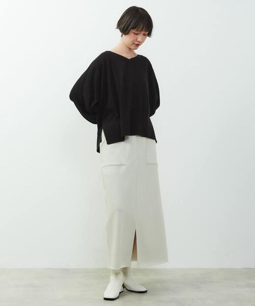 SOFFITTO(ソフィット)の「【nota della mano sinistra(ノータ デラ マノ シニストラ)】ドルマン2wayニットトップス(ニット/セーター・レディース・マジェンタ/ブラック・FREE)」の3枚目の写真