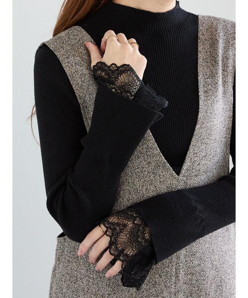 Te chichi（テチチ）の「レースカフレイヤードリブニット（ニット/セーター・レディース・グレー/チャコールグレー/ブラック・F）」の2枚目の写真