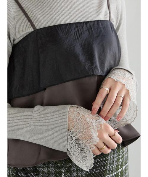 Te chichi（テチチ）の「レースカフレイヤードリブニット（ニット/セーター・レディース・グレー/チャコールグレー/ブラック・F）」の4枚目の写真