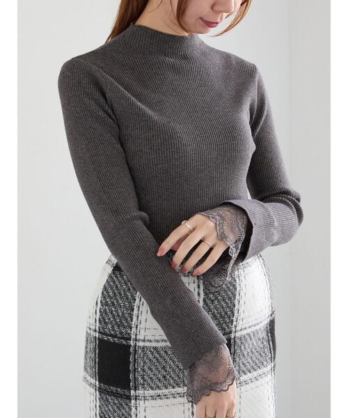 Te chichi（テチチ）の「レースカフレイヤードリブニット（ニット/セーター・レディース・グレー/チャコールグレー/ブラック・F）」の9枚目の写真