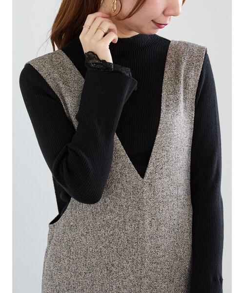 Te chichi（テチチ）の「レースカフレイヤードリブニット（ニット/セーター・レディース・グレー/チャコールグレー/ブラック・F）」の17枚目の写真