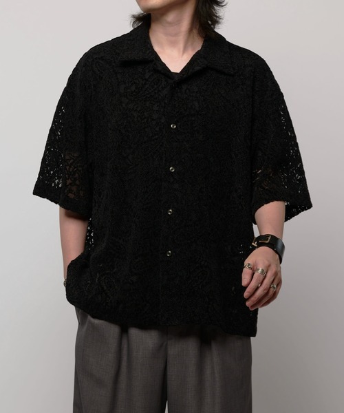 Lui's（ルイス）の「ペイズリーモールレースシャツ（シャツ/ブラウス・メンズ・オフホワイト/グレー/ブラック/ブラック系その他/ネイビー・S/M）」の3枚目の写真