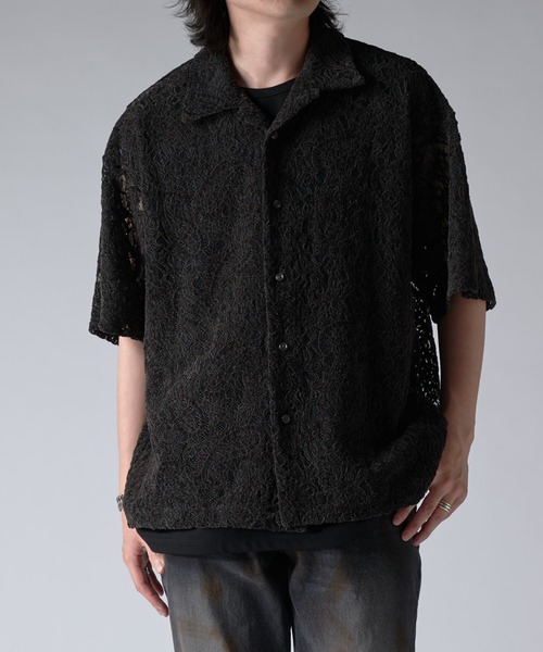 Lui's（ルイス）の「ペイズリーモールレースシャツ（シャツ/ブラウス・メンズ・オフホワイト/グレー/ブラック/ブラック系その他/ネイビー・S/M）」の2枚目の写真