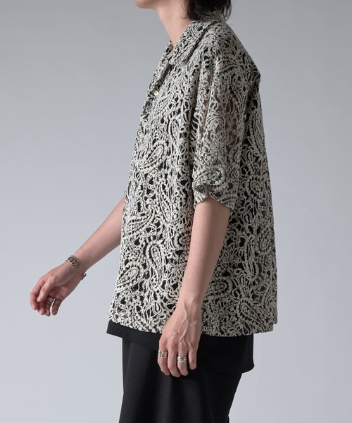 Lui's（ルイス）の「ペイズリーモールレースシャツ（シャツ/ブラウス・メンズ・オフホワイト/グレー/ブラック/ブラック系その他/ネイビー・S/M）」の8枚目の写真