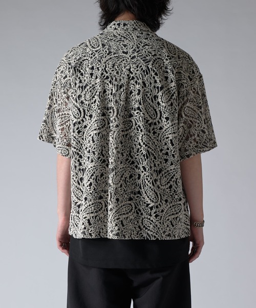 Lui's（ルイス）の「ペイズリーモールレースシャツ（シャツ/ブラウス・メンズ・オフホワイト/グレー/ブラック/ブラック系その他/ネイビー・S/M）」の9枚目の写真