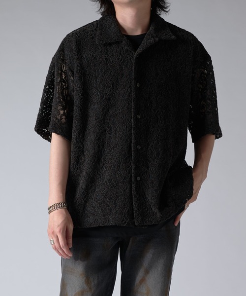 Lui's（ルイス）の「ペイズリーモールレースシャツ（シャツ/ブラウス・メンズ・オフホワイト/グレー/ブラック/ブラック系その他/ネイビー・S/M）」の14枚目の写真