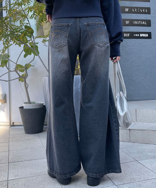CIAOPANIC(チャオパニック)の「【cian denim/シアンデニム】スプリットフロントワイドデニム#002(デニムパンツ・レディース・ブラック/ブルー・SMALL/MEDIUM/X-SMALL)」の20枚目の写真