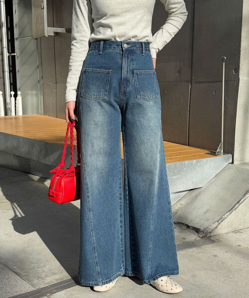 CIAOPANIC(チャオパニック)の「【cian denim/シアンデニム】スプリットフロントワイドデニム#002(デニムパンツ・レディース・ブラック/ブルー・SMALL/MEDIUM/X-SMALL)」の8枚目の写真