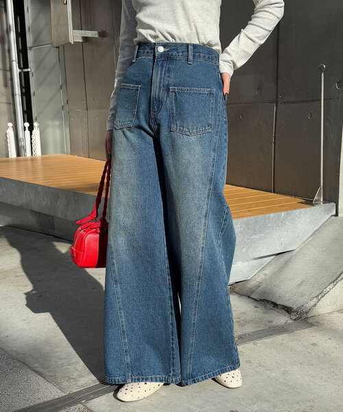 CIAOPANIC(チャオパニック)の「【cian denim/シアンデニム】スプリットフロントワイドデニム#002(デニムパンツ・レディース・ブラック/ブルー・SMALL/MEDIUM/X-SMALL)」の7枚目の写真