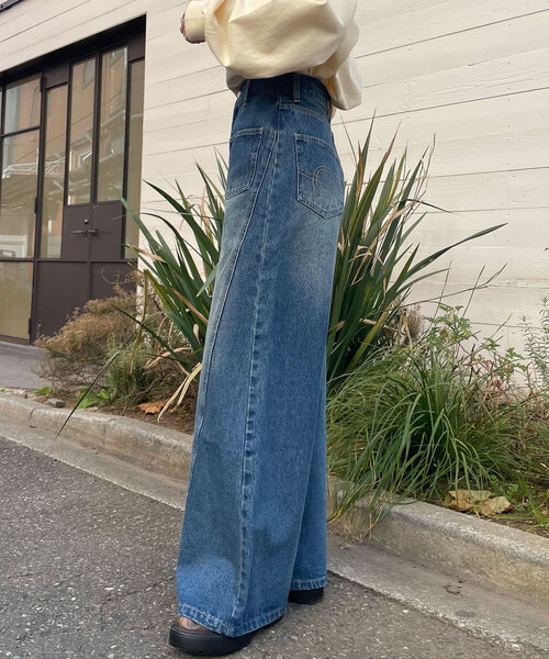 CIAOPANIC(チャオパニック)の「【cian denim/シアンデニム】スプリットフロントワイドデニム#002(デニムパンツ・レディース・ブラック/ブルー・SMALL/MEDIUM/X-SMALL)」の3枚目の写真