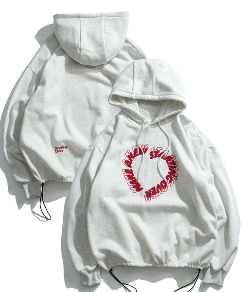 Starting Over（スターティングオーバー）の「PRINT EMBROIDERY DRAWCODE PULLOVER HOODIE / 刺繍 プリント プルオーバー ドローコード スウェットパーカー（パーカー・メンズ・ブラック/ブラック系その他2/グレー系その他/アッシュグレー/チャコールグレー/ブラック系その他/ライトグレー系1/ホワイト系その他2/ホワイト系その他4/ブラック系その他3/ホワイト/ホワイト系その他/ホワイト系その他3/ライトグレー系/ライトグレー系2・M/L）」の15枚目の写真