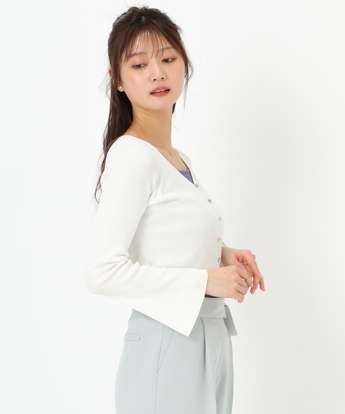 MISCH MASCH(ミッシュマッシュ)の「フレア袖Vネックリブカーディガン(カーディガン/ボレロ・レディース・ピンク/ホワイト/ブラック・フリ-)」の19枚目の写真