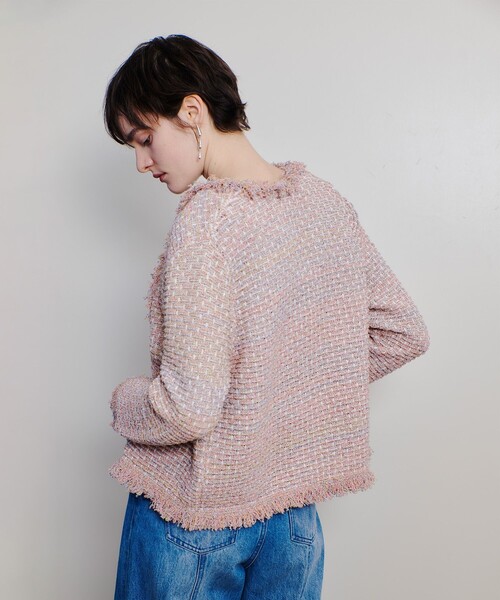 ミックスツイードニットジャケット　アルアバイル　allureville 新品 ミックスツイードニットジャケット | allureville (Women