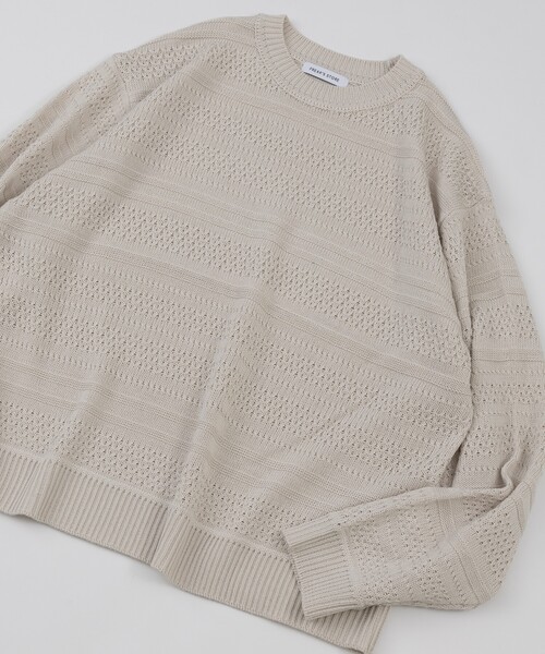 FREAK'S STORE(フリークスストア)の「ヘリテージボーダー クルーネックニット(ニット/セーター・メンズ・ベージュ/ホワイト/チャコールグレー/サックスブルー・MEDIUM/LARGE)」の16枚目の写真