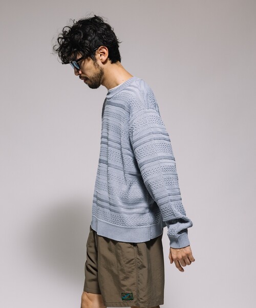 FREAK'S STORE(フリークスストア)の「ヘリテージボーダー クルーネックニット(ニット/セーター・メンズ・ベージュ/ホワイト/チャコールグレー/サックスブルー・MEDIUM/LARGE)」の21枚目の写真