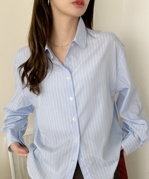 TREOVER(トレオーバー)の「ラウンドカラーシャツアソート(シャツ/ブラウス・レディース・サックスブルー/ライトブルー/ブラウン/ピンク・FREE)」の5枚目の写真