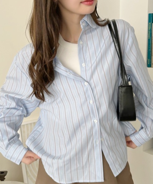 TREOVER(トレオーバー)の「ラウンドカラーシャツアソート(シャツ/ブラウス・レディース・サックスブルー/ライトブルー/ブラウン/ピンク・FREE)」の10枚目の写真