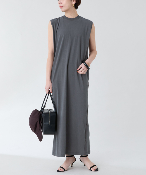 ATON(エイトン)の「ATON(エイトン) TANKTOP DRESS OPAGGM0605(ワンピース・レディース・チャコールグレー/ブラック・SMALL)」の7枚目の写真