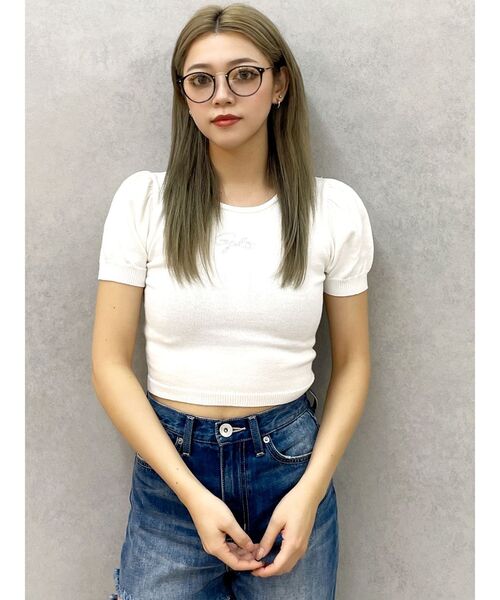 GYDA（ジェイダ）の「Gydaパフスリーブニットトップス（ニット/セーター・レディース・オフホワイト/ブラック/ミント・FREE）」の2枚目の写真