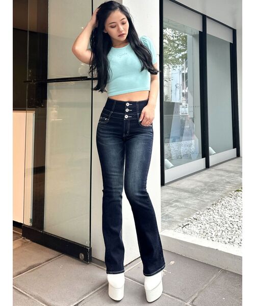 GYDA（ジェイダ）の「Gydaパフスリーブニットトップス（ニット/セーター・レディース・オフホワイト/ブラック/ミント・FREE）」の7枚目の写真