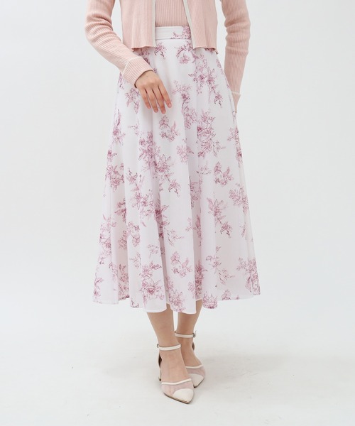ASTORIA ODIER（アストリアオディール）の「メッシュ花柄プリントフレアスカート（スカート・レディース・ブルー/ピンク・SMALL/MEDIUM/LARGE）」の10枚目の写真