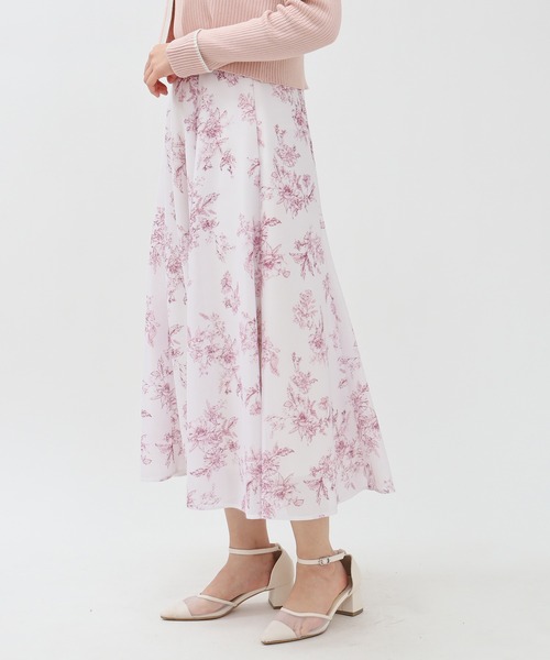 ASTORIA ODIER（アストリアオディール）の「メッシュ花柄プリントフレアスカート（スカート・レディース・ブルー/ピンク・SMALL/MEDIUM/LARGE）」の9枚目の写真