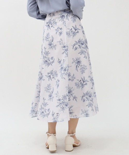 ASTORIA ODIER（アストリアオディール）の「メッシュ花柄プリントフレアスカート（スカート・レディース・ブルー/ピンク・SMALL/MEDIUM/LARGE）」の4枚目の写真