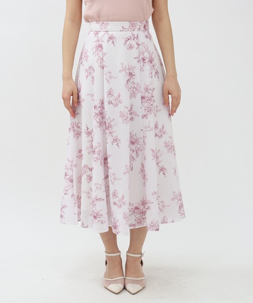 ASTORIA ODIER（アストリアオディール）の「メッシュ花柄プリントフレアスカート（スカート・レディース・ブルー/ピンク・SMALL/MEDIUM/LARGE）」の17枚目の写真