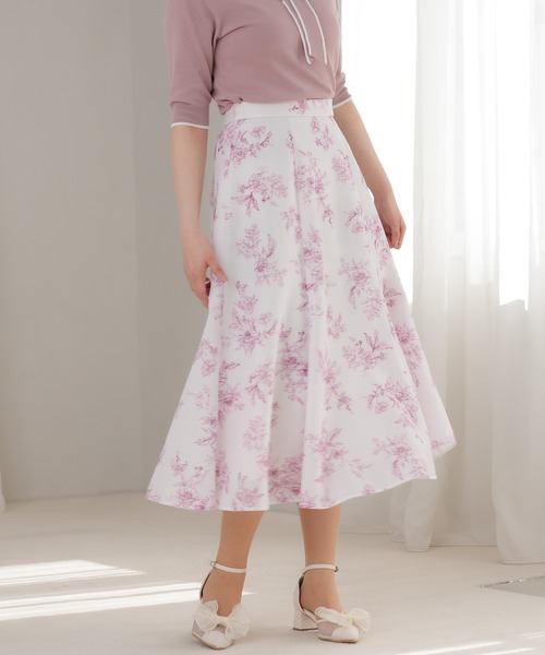ASTORIA ODIER（アストリアオディール）の「メッシュ花柄プリントフレアスカート（スカート・レディース・ブルー/ピンク・SMALL/MEDIUM/LARGE）」の18枚目の写真