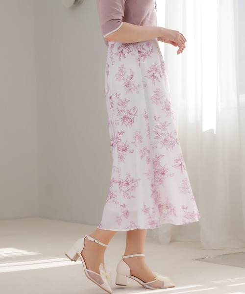 ASTORIA ODIER（アストリアオディール）の「メッシュ花柄プリントフレアスカート（スカート・レディース・ブルー/ピンク・SMALL/MEDIUM/LARGE）」の20枚目の写真