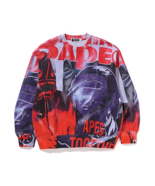A BATHING APE(アベイシングエイプ)の「OVERPRINT RELAX FIT CREWNECK SWEATSHIRT(スウェット・メンズ・ブラック/マルチ・LARGE/SMALL/XX-LARGE/MEDIUM/X-LARGE)」の1枚目の写真