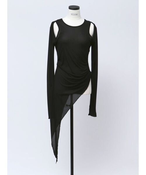VEQUM（VEQUM）の「【VEQUM】ASYMMETRY SHEER LONG TOP（Tシャツ/カットソー・レディース・ブルー/ブラウン/ブラック・FREE）」の6枚目の写真