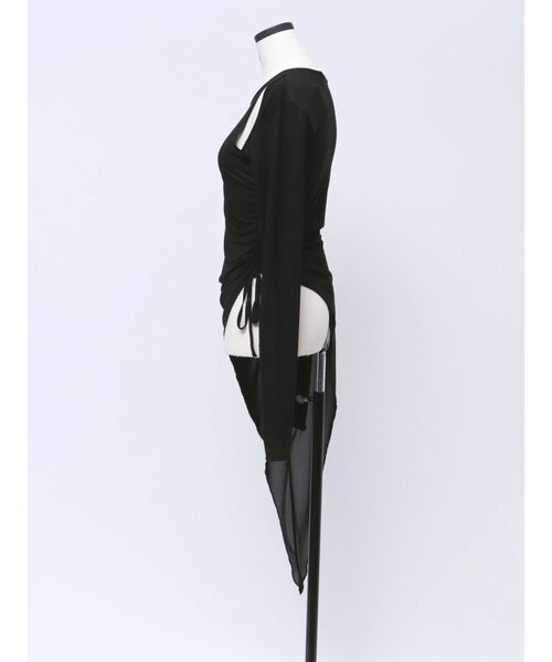 VEQUM（VEQUM）の「【VEQUM】ASYMMETRY SHEER LONG TOP（Tシャツ/カットソー・レディース・ブルー/ブラウン/ブラック・FREE）」の7枚目の写真