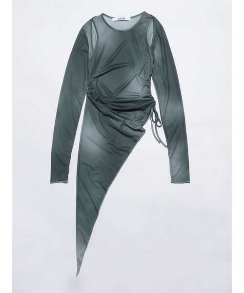 VEQUM（VEQUM）の「【VEQUM】ASYMMETRY SHEER LONG TOP（Tシャツ/カットソー・レディース・ブルー/ブラウン/ブラック・FREE）」の3枚目の写真