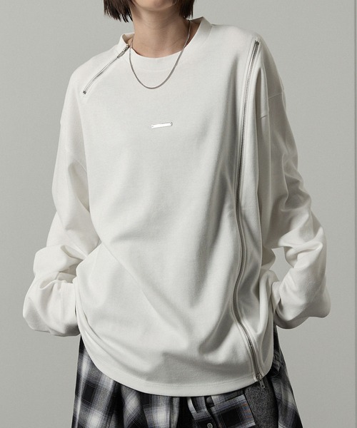 マルケスアルメイダ 　長袖フリルカットソー　Tシャツ　M　白　アシンメトリー マルケスアルメイダ 長袖フリルカットソー Tシャツ M 白