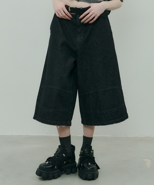 AIVER（アイバー）の「AIVER　ワイドクォーターデニムパンツ（デニムパンツ・メンズ・ブラック/グレー/ライトグレー・SMALL/MEDIUM/LARGE）」の2枚目の写真