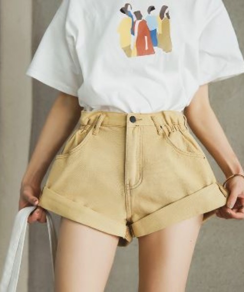 LETee(レティー)の「デニムショートパンツ(デニムパンツ・レディース・ホワイト/ベージュ/ブルー/サックスブルー/ブラック・S/L/M)」の16枚目の写真