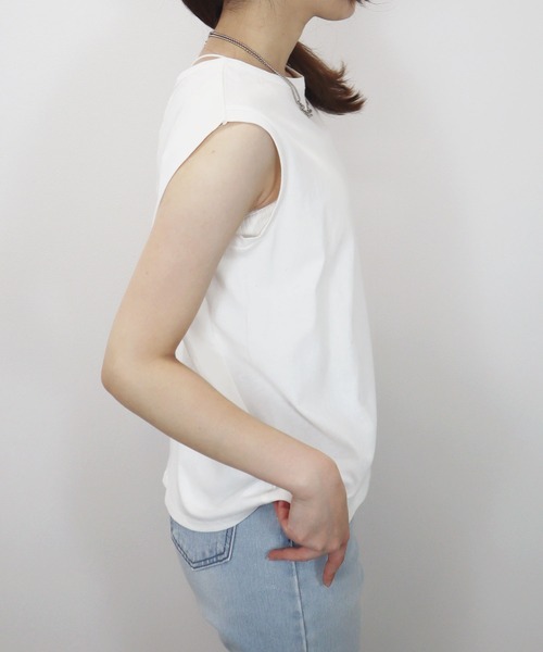 tシャツ バックタックノースリーブカットソー-手洗い可- レディース バックタックノースリーブカットソー-手洗い可- | LANDWARDS