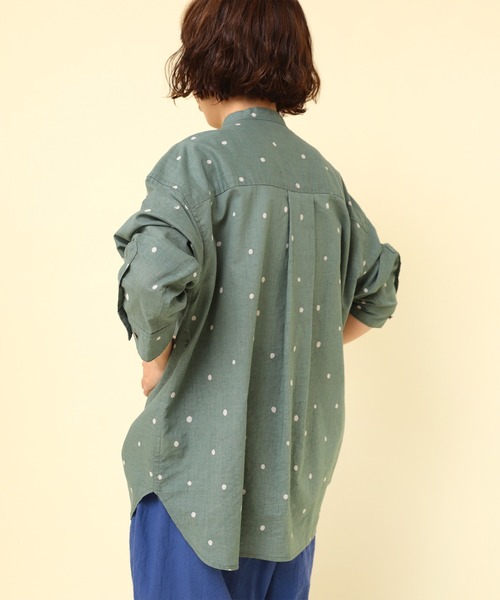 RNA-N（アールエヌエーエヌ）の「B2883 コットンリネンドットベーシックシャツ（シャツ/ブラウス・レディース・ブラック/グリーン/キナリ・FREE）」の9枚目の写真