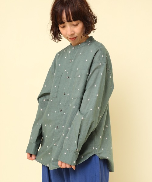 RNA-N（アールエヌエーエヌ）の「B2883 コットンリネンドットベーシックシャツ（シャツ/ブラウス・レディース・ブラック/グリーン/キナリ・FREE）」の7枚目の写真