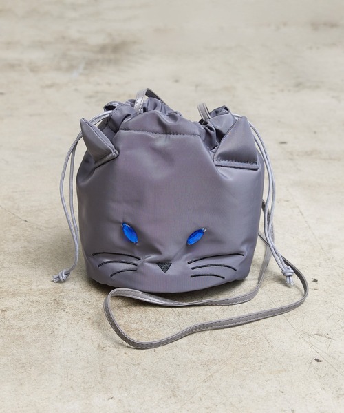 SPRUCE（スプルース）の「EM:パフ猫巾着ショルダーバッグ 軽量117g（ショルダーバッグ・レディース・アイボリー/ブラック/グレー・FREE）」の3枚目の写真