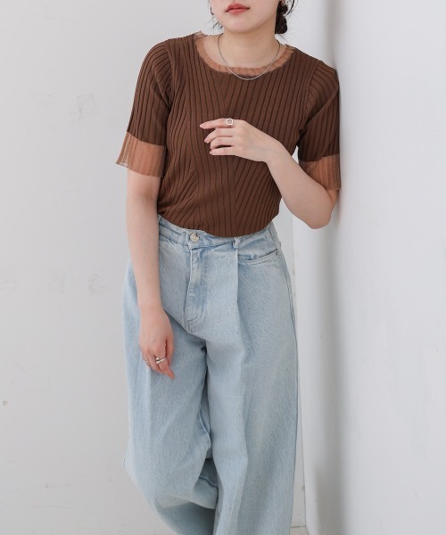 ☆ほぼ未使用☆CLANE ハーフスリーブ タイト トップス　五分袖リブニット 楽天市場】【8/13 10:59まで！297円OFF中】【累計販売数11000枚