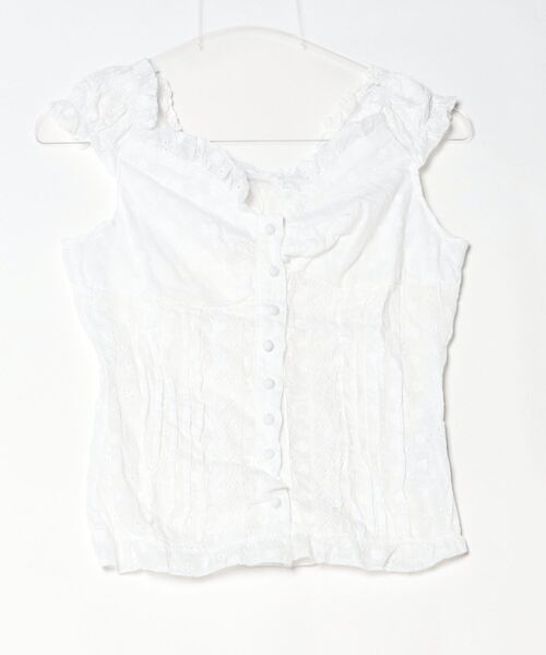 gossip！ロサンゼルス（ゴシップロサンゼルス）の「Y2K フリル×コット ビスチェ  トップス（Tシャツ/カットソー・レディース・ホワイト/ブラウン・FREE）」の10枚目の写真