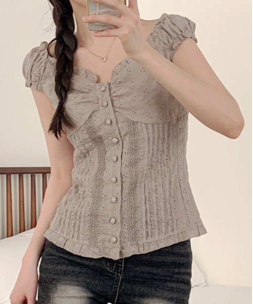 gossip！ロサンゼルス（ゴシップロサンゼルス）の「Y2K フリル×コット ビスチェ  トップス（Tシャツ/カットソー・レディース・ホワイト/ブラウン・FREE）」の21枚目の写真