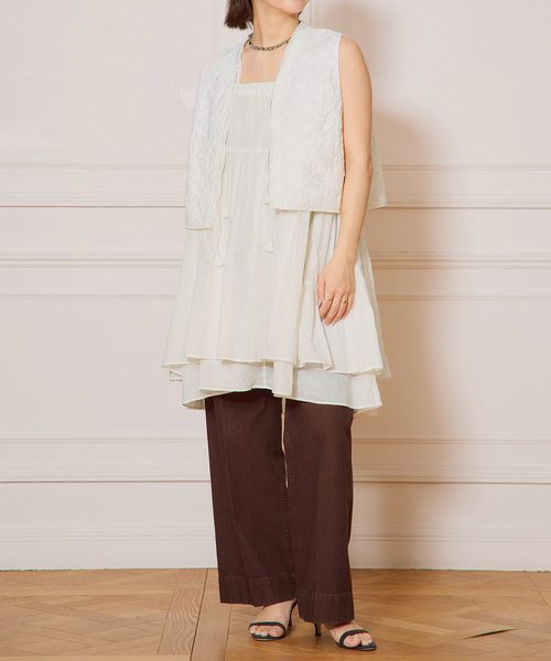 IENA LA BOUCLE チェックノーカラーコート◇（ノーカラーコート