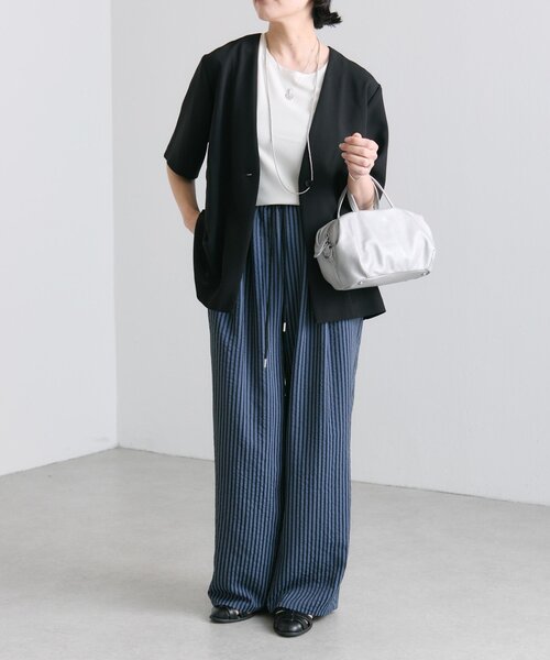 ear PAPILLONNER(イアパピヨネ)の「半袖ノーカラージャケット【SUM1 STYLE(スミ スタイル)】(その他アウター・レディース・ブラック・FREE)」の5枚目の写真